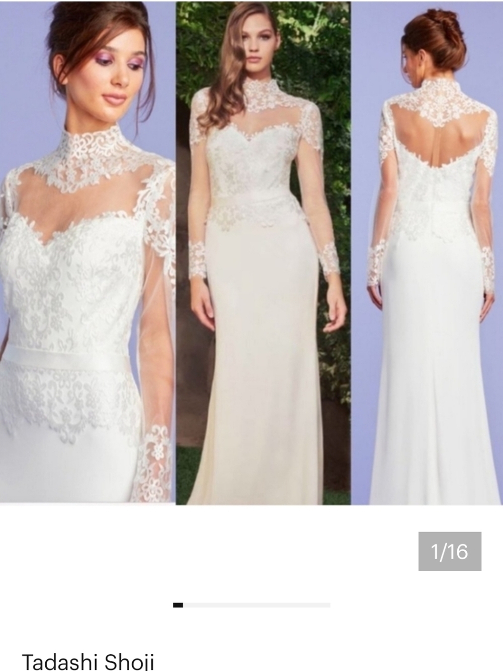 TADASHI SHOJI PRESCOTT FULL ILLUSION WEDDING GOWN - Picture 16 of 16